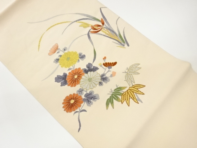 JAPANESE NAGOYA OBI / WOVEN FLORAL PLANTS